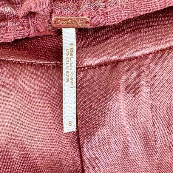 FREE PEOPLE | Roma Rust Satin Look Shorts Cherry Mahogany Women’s Size Small - Picture 7 of 10